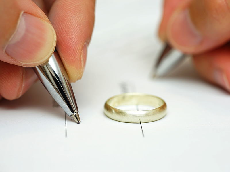 wedding ring and divorce contract